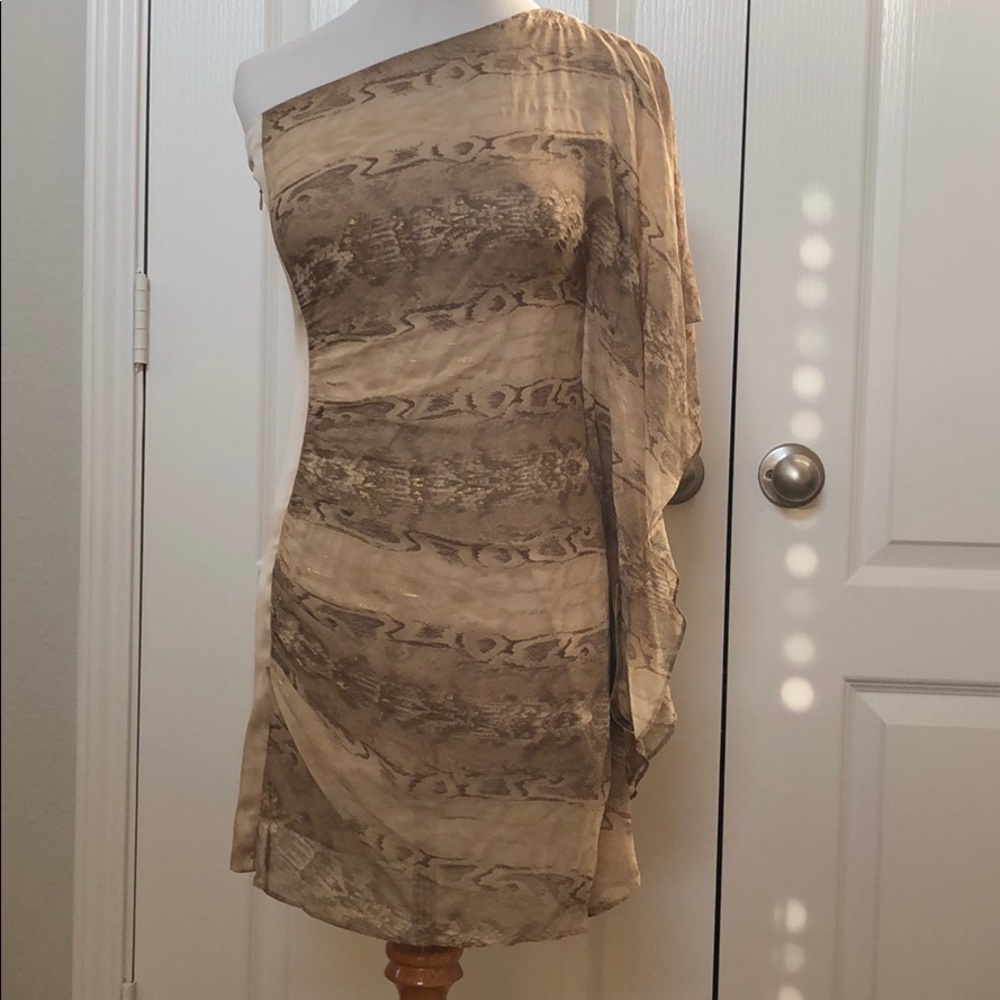 Cute BEBE snake skin asymmetrical dress